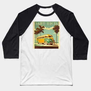 Saint Lucia Vintage Travel Art Poster Baseball T-Shirt